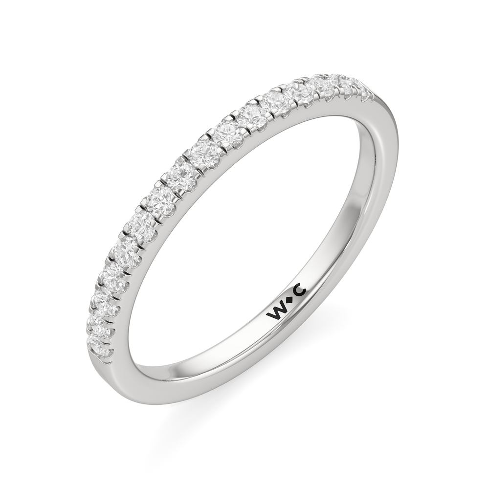 The Violet Diamond Wedding Band with Platinum Cut Diamond in 14KT Platinum view 3
