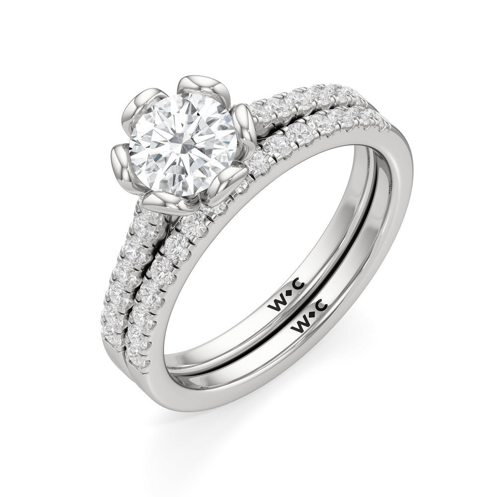 The Violet Diamond Wedding Band with Platinum Cut Diamond in 14KT Platinum view 4
