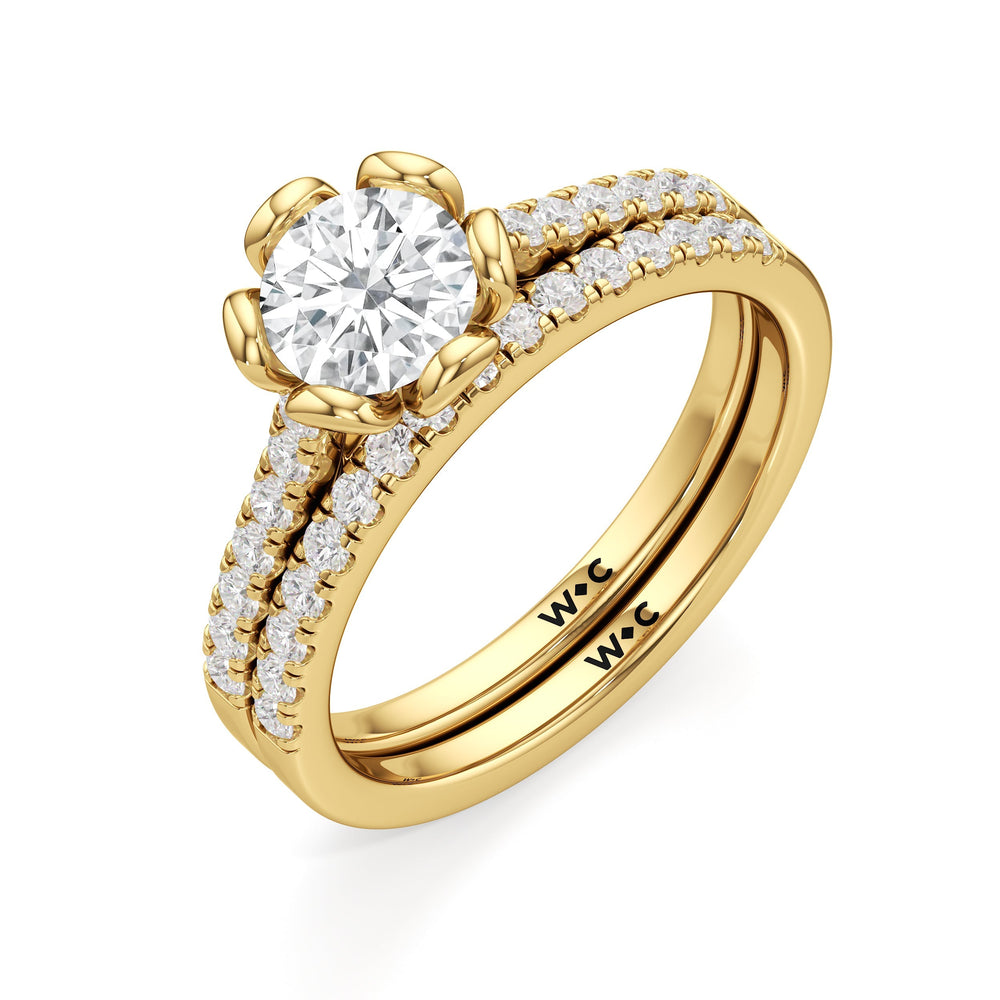 The Violet Diamond Wedding Band with 18KT Yellow Gold Cut Diamond in 14KT Yellow Gold view 4
