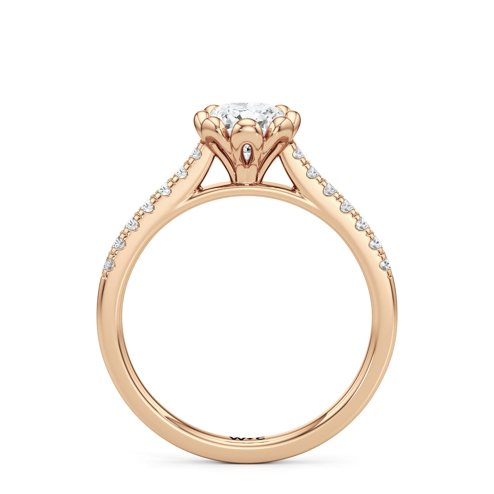 The Violet Engagement Ring with Cushion Cut Diamond in 14KT Rose Gold view 2
