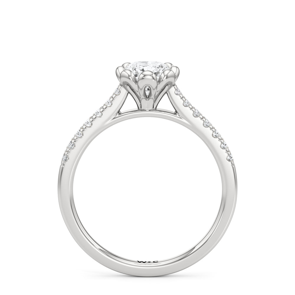 The Violet Engagement Ring with Cushion Cut Diamond in 14KT Platinum view 2
