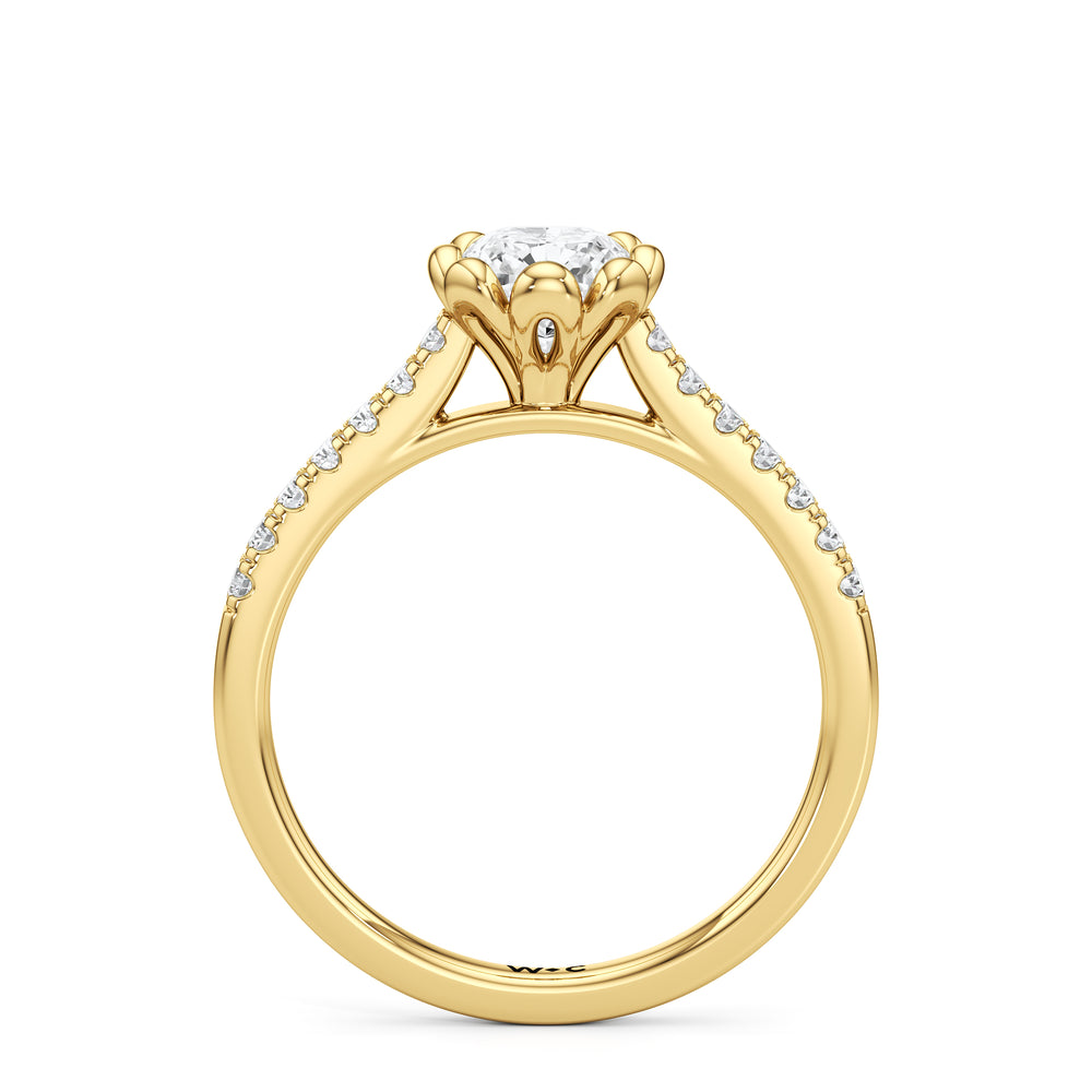 The Violet Engagement Ring with Cushion Cut Diamond in 14KT Yellow Gold view 2
