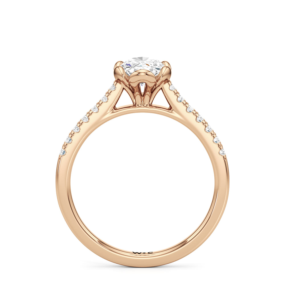 The Violet Engagement Ring with Oval Cut Diamond in 14KT Rose Gold view 2
