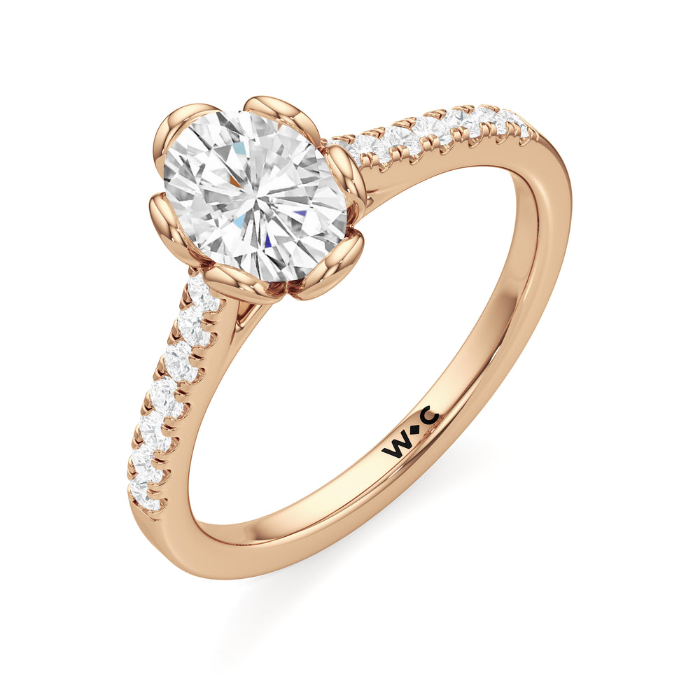 The Violet Engagement Ring with Oval Cut Diamond in 14KT Rose Gold view 3
