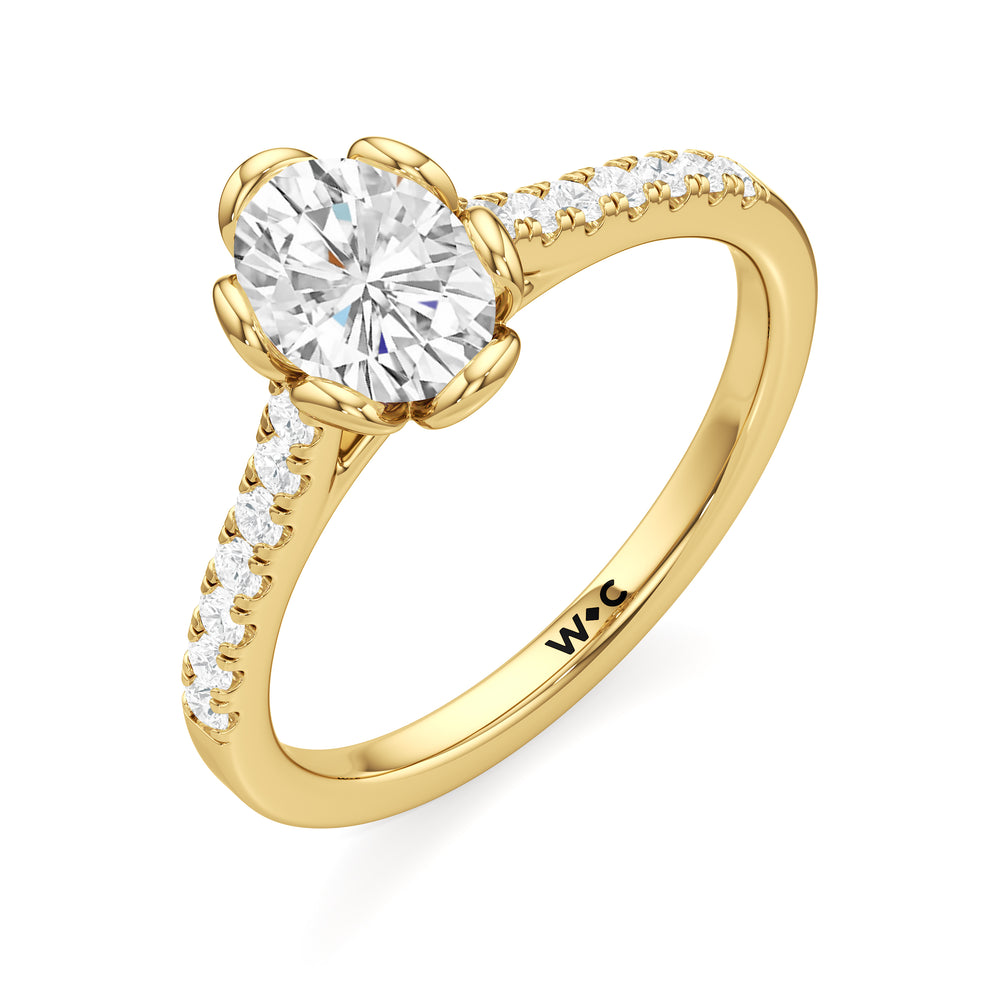 The Violet Engagement Ring with Oval Cut Diamond in 14KT Yellow Gold view 3
