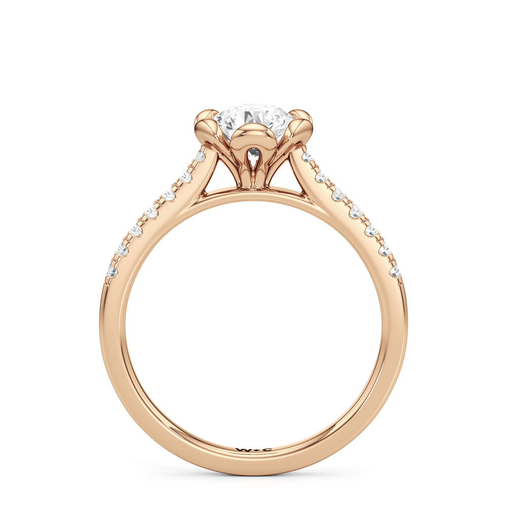 The Violet Engagement Ring with Round Cut Diamond in 14KT Rose Gold view 2
