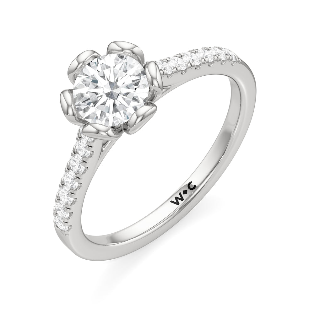 The Violet Engagement Ring with Round Cut Diamond in 14KT Platinum view 3
