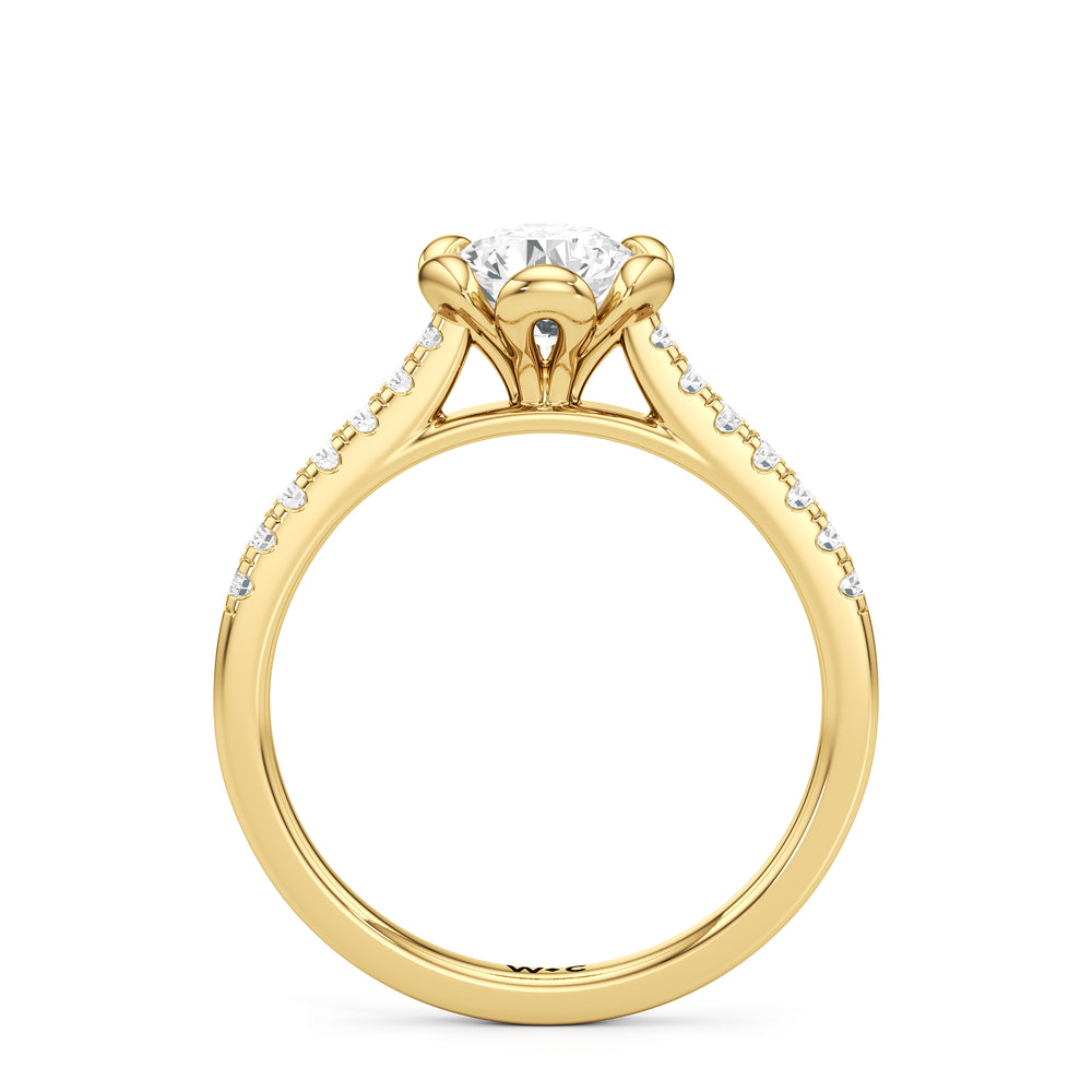 The Violet Engagement Ring with Round Cut Diamond in 14KT Yellow Gold view 2
