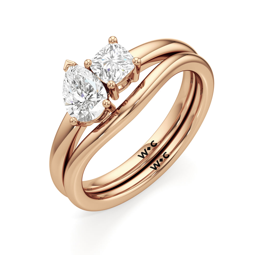 The Juliet Wedding Band with 18KT Rose Gold Cut Diamond in 14KT Rose Gold view 4
