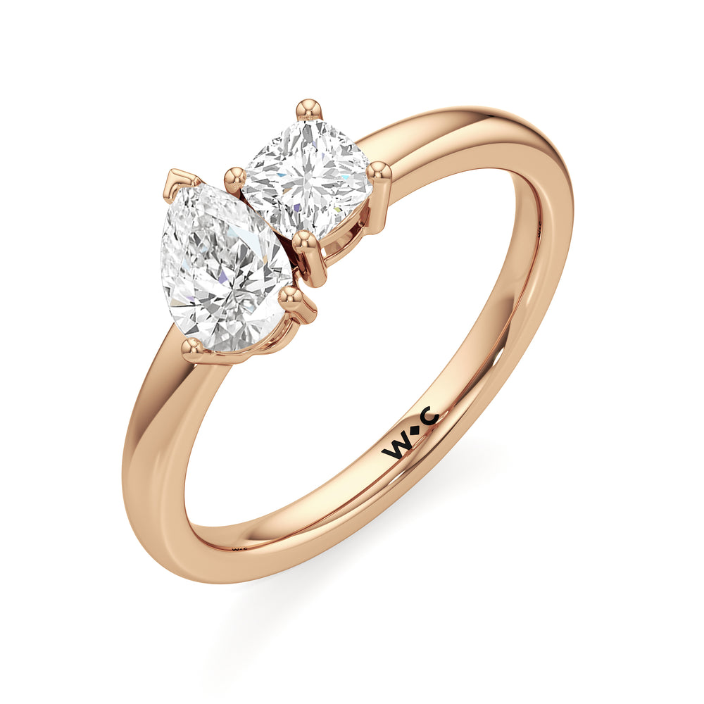 shape Cut The Juliet Engagement Ring with Lab Grown Diamond in 14KT Rose Gold view 3
