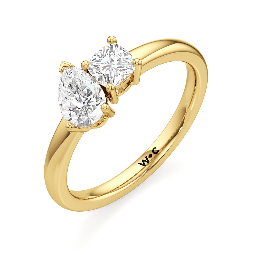 shape Cut The Juliet Engagement Ring with Lab Grown Diamond in 14KT Yellow Gold view 3
