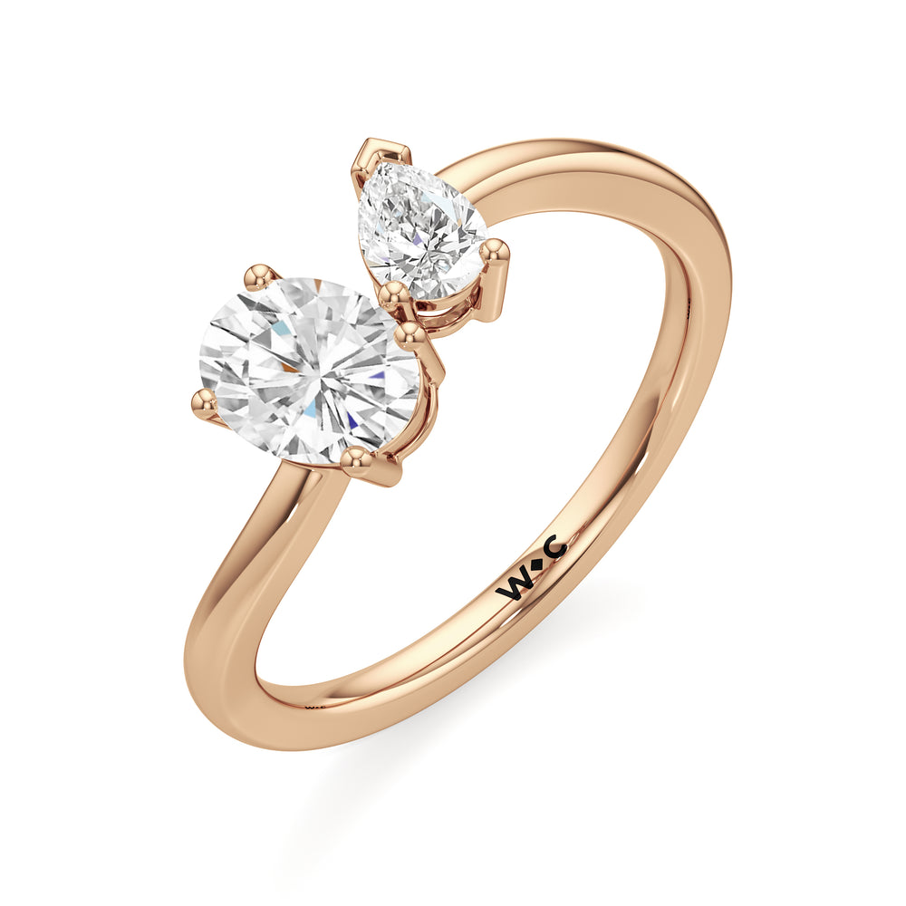 shape Cut The Lottie Engagement Ring with Lab Grown Diamond in 14KT Rose Gold view 3
