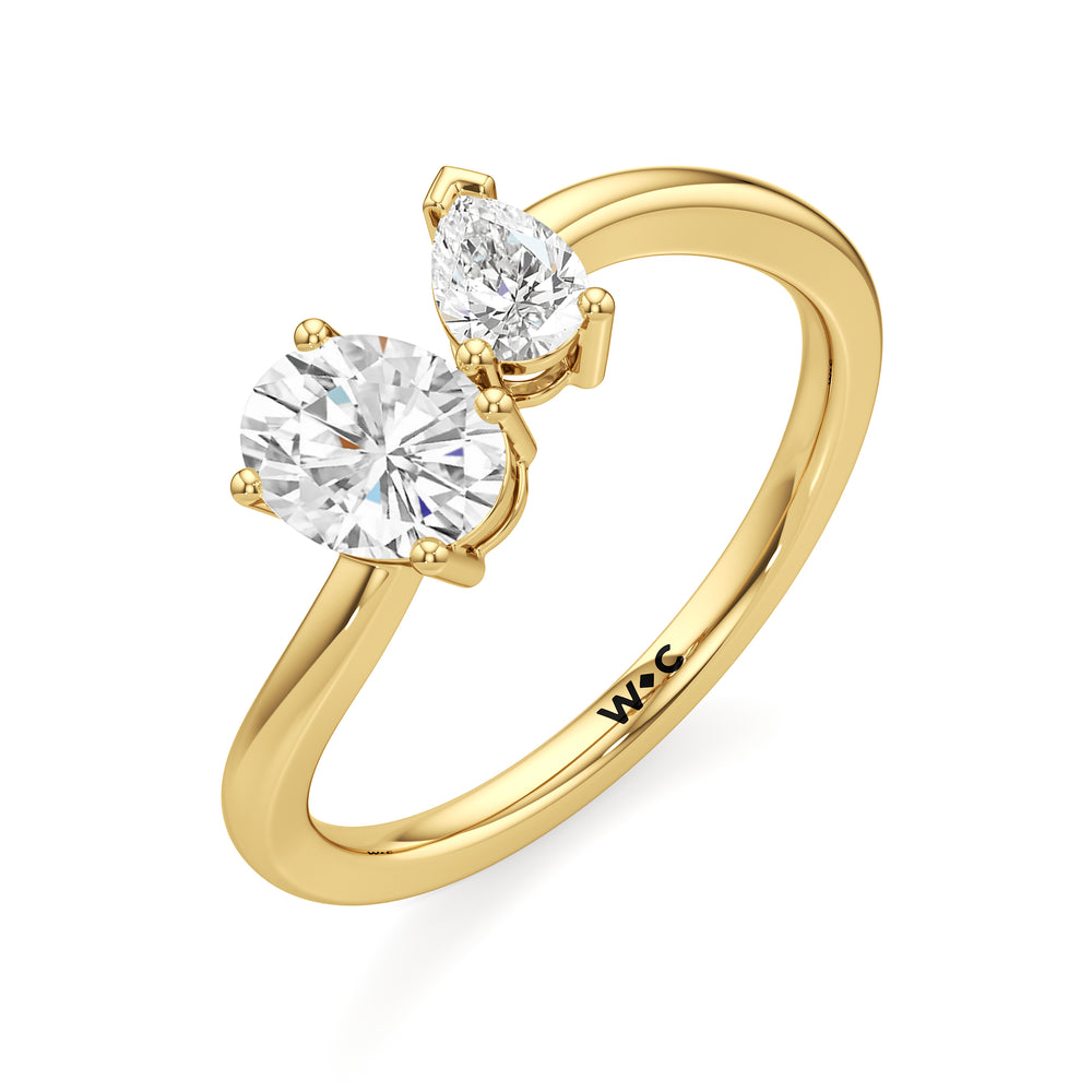 shape Cut The Lottie Engagement Ring with Lab Grown Diamond in 14KT Yellow Gold view 3

