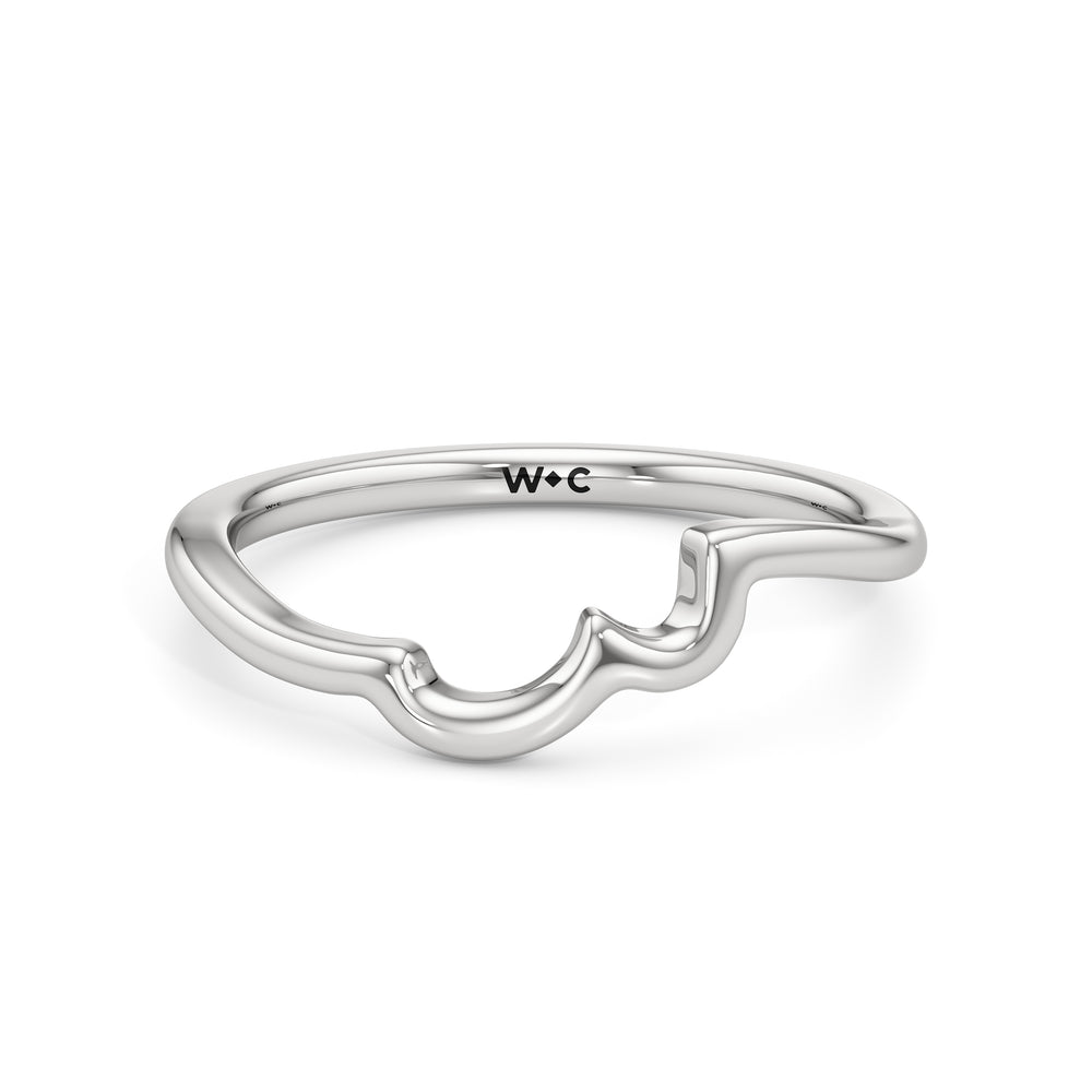 The Lottie Wedding Band with Platinum Cut Diamond in 14KT Platinum view 1
