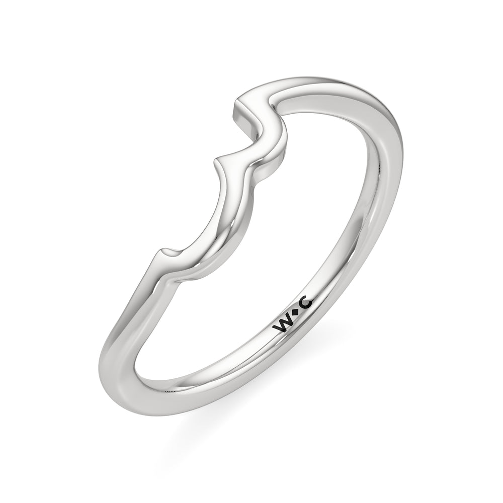The Lottie Wedding Band with Platinum Cut Diamond in 14KT Platinum view 3
