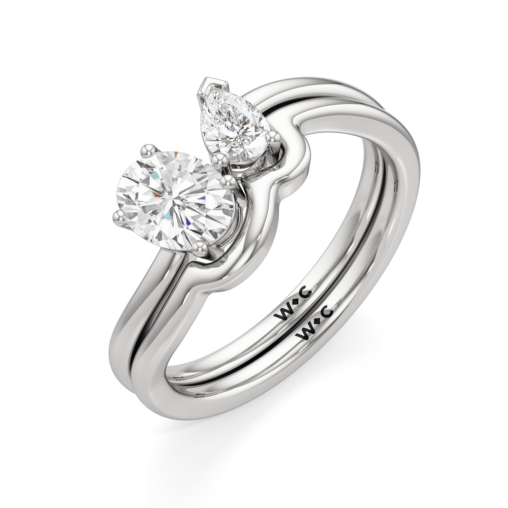 The Lottie Wedding Band with Platinum Cut Diamond in 14KT Platinum view 4

