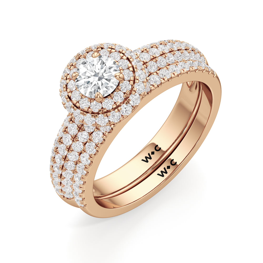 The Ainsley Diamond Wedding Band with 18KT Rose Gold Cut Diamond in 14KT Rose Gold view 4

