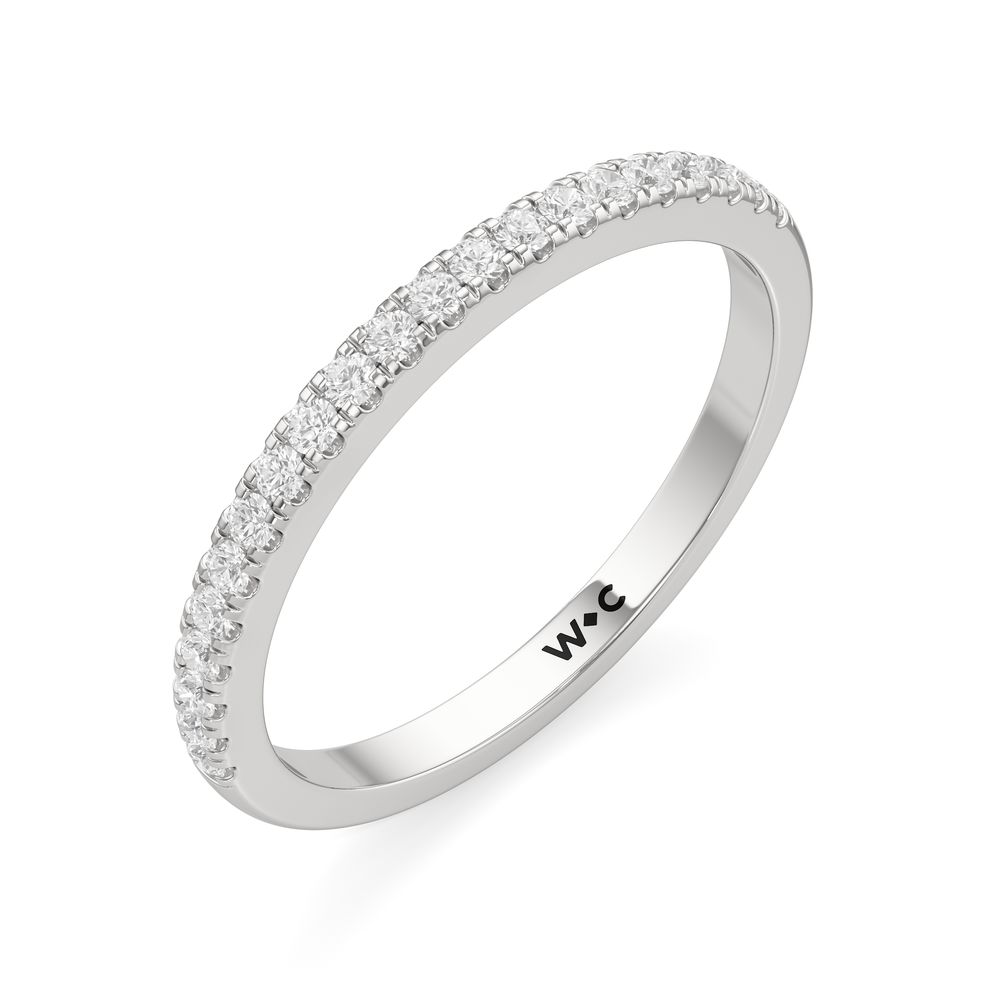 The Ainsley Diamond Wedding Band with Platinum Cut Diamond in 14KT Platinum view 3
