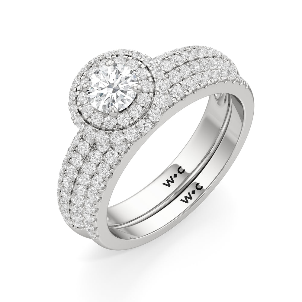 The Ainsley Diamond Wedding Band with Platinum Cut Diamond in 14KT Platinum view 4
