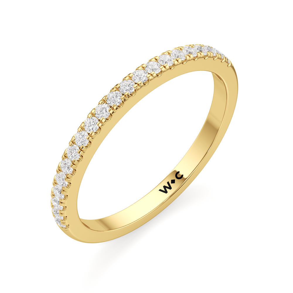 The Ainsley Diamond Wedding Band with 18KT Yellow Gold Cut Diamond in 14KT Yellow Gold view 3
