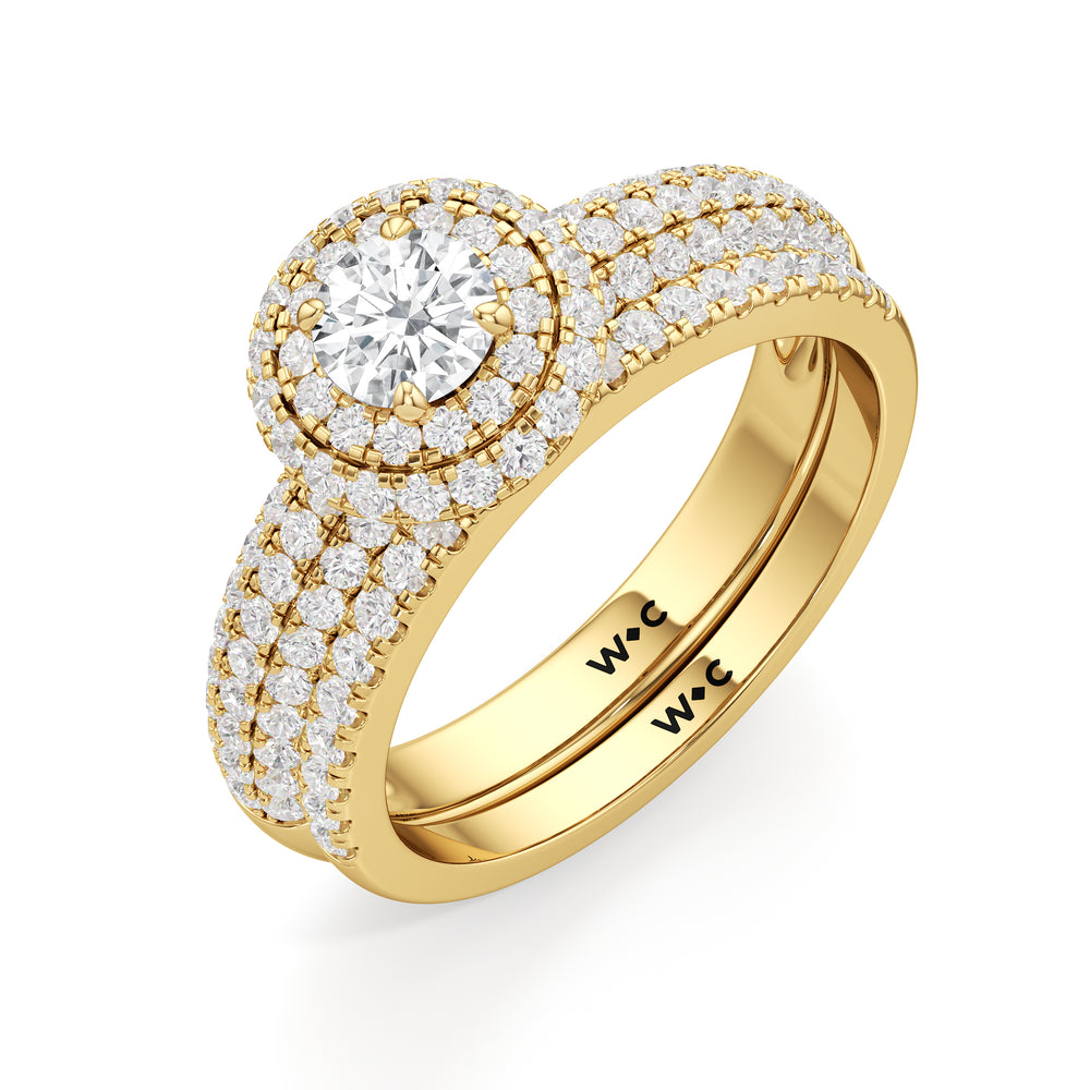 The Ainsley Diamond Wedding Band with 18KT Yellow Gold Cut Diamond in 14KT Yellow Gold view 4
