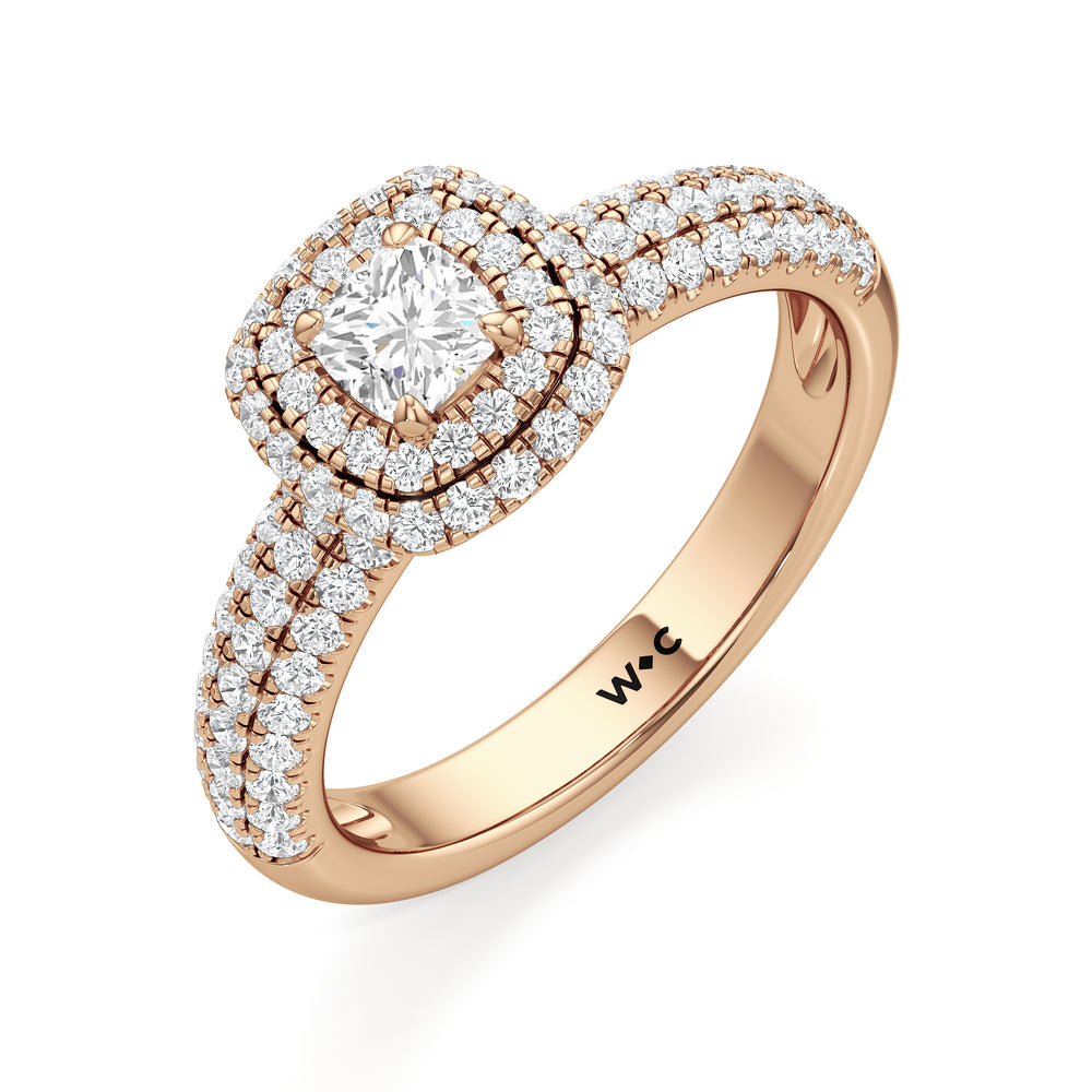The Ainsley Engagement Ring with Cushion Cut Diamond in 14KT Rose Gold view 3
