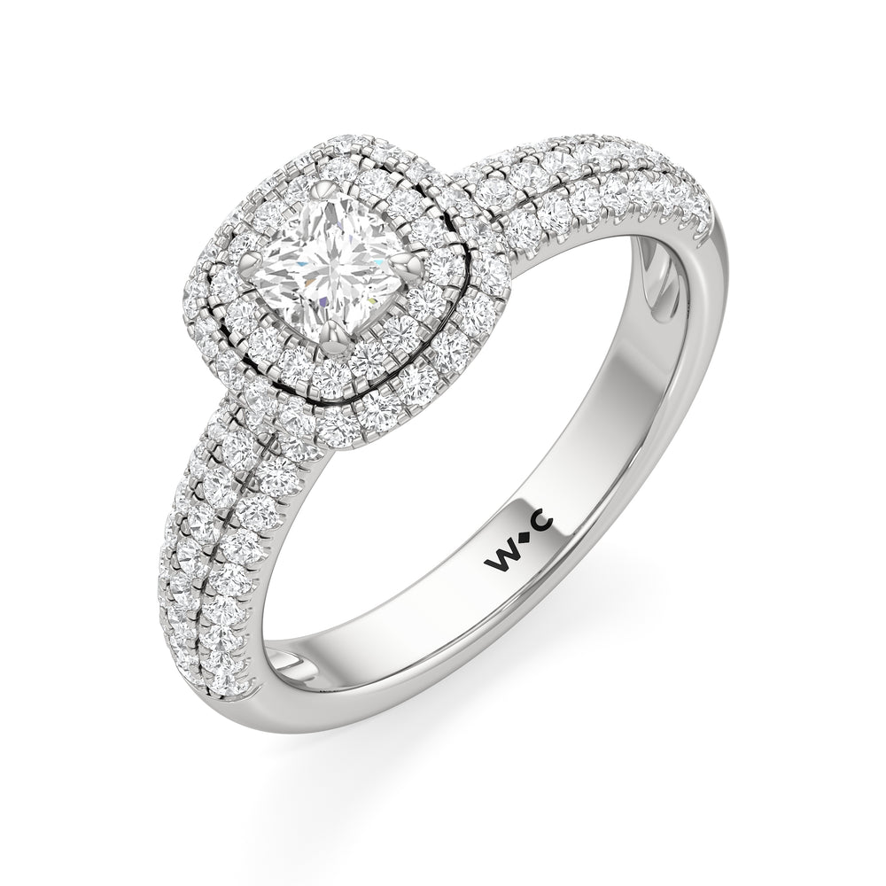 The Ainsley Engagement Ring with Cushion Cut Diamond in 14KT Platinum view 3
