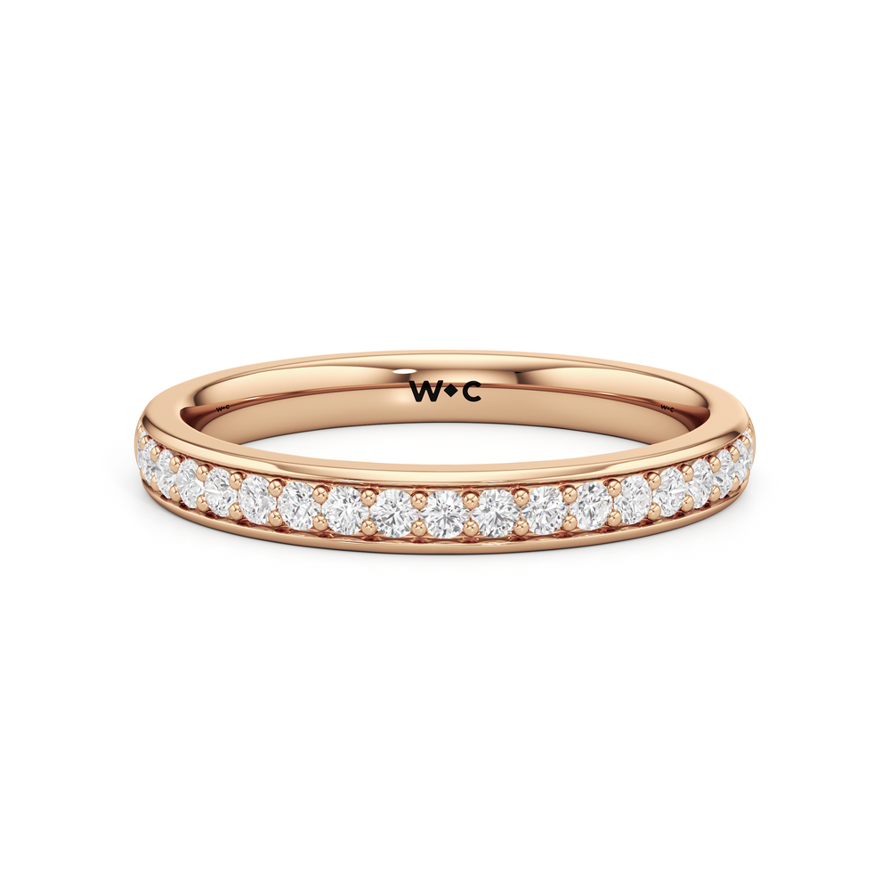 The Elysia Diamond Wedding Band with 18KT Rose Gold Cut Diamond in 14KT Rose Gold view 1
