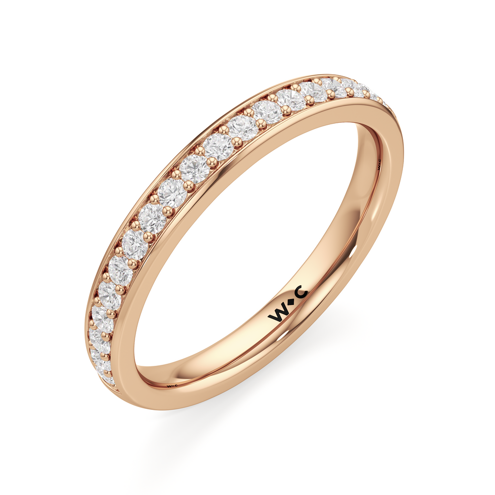 The Elysia Diamond Wedding Band with 18KT Rose Gold Cut Diamond in 14KT Rose Gold view 3
