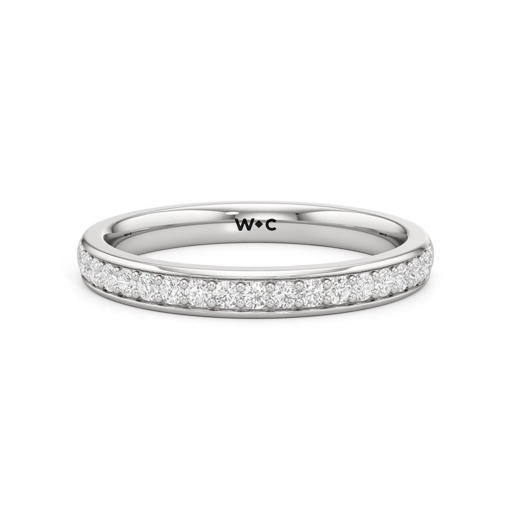 The Elysia Diamond Wedding Band with Platinum Cut Diamond in 14KT Platinum view 1
