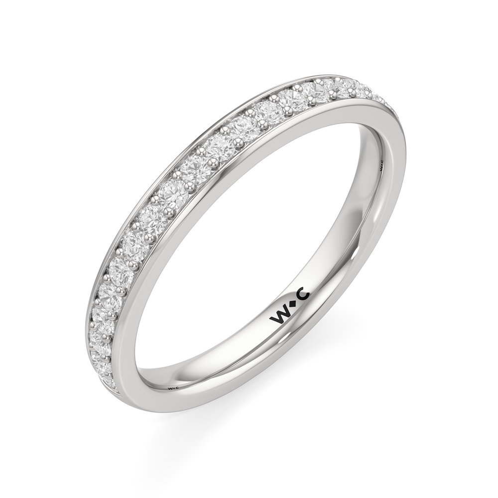 The Elysia Diamond Wedding Band with Platinum Cut Diamond in 14KT Platinum view 3
