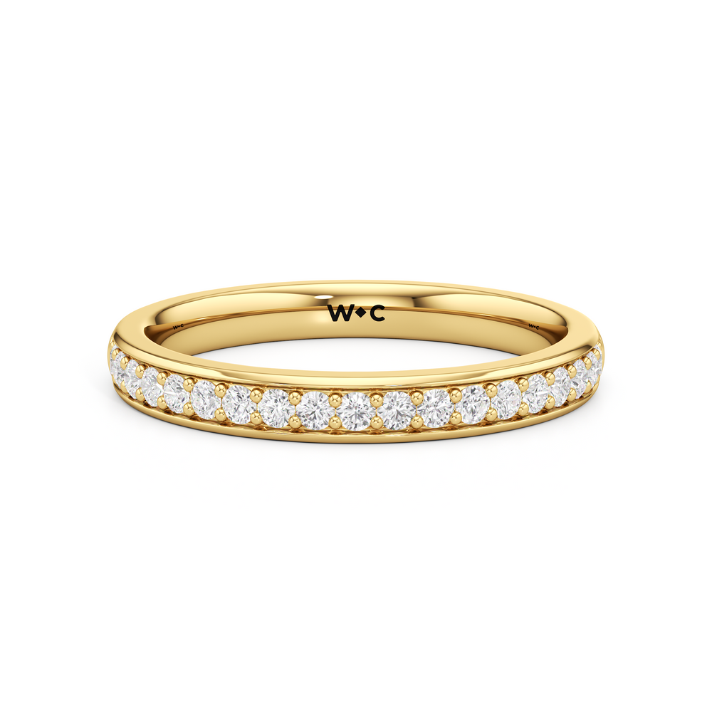 The Elysia Diamond Wedding Band with 18KT Yellow Gold Cut Diamond in 14KT Yellow Gold view 1
