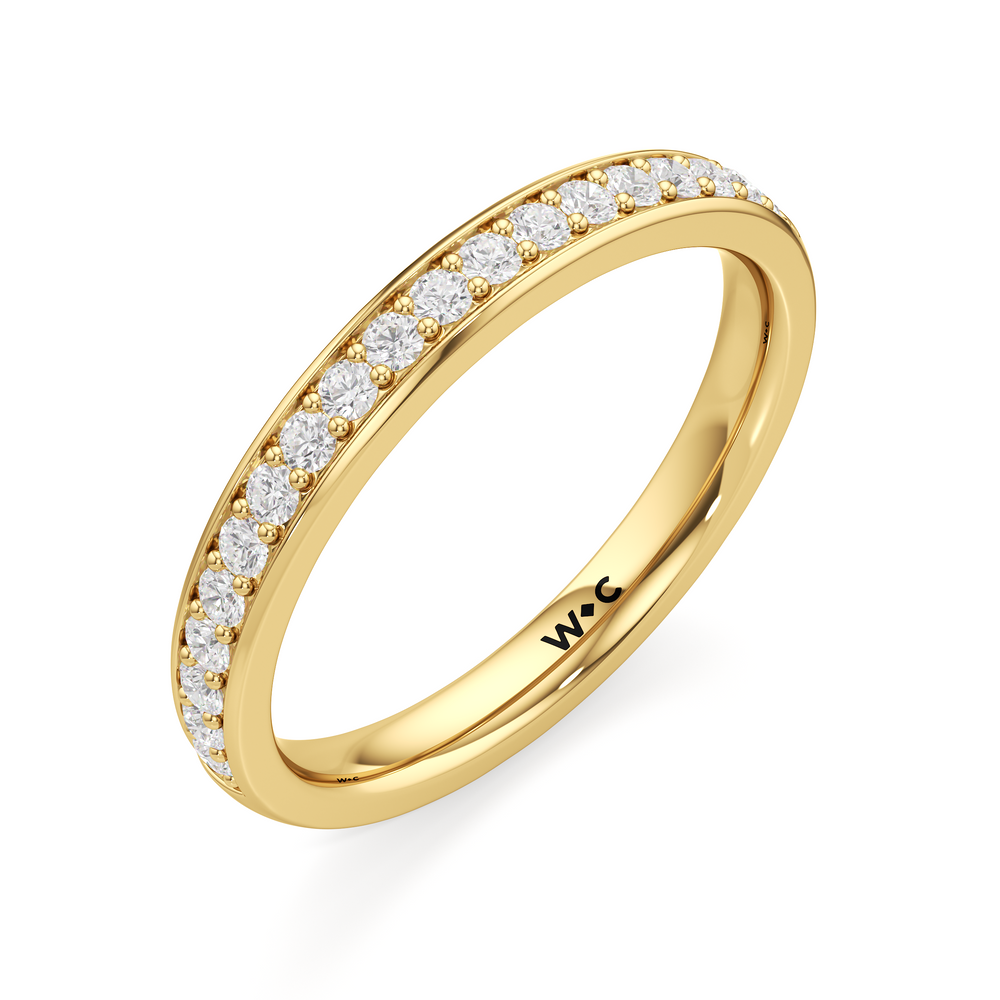 The Elysia Diamond Wedding Band with 18KT Yellow Gold Cut Diamond in 14KT Yellow Gold view 3

