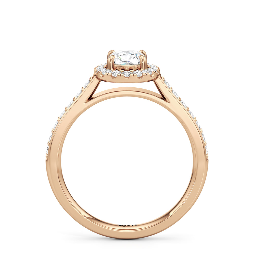 The Elysia Engagement Ring with Cushion Cut Diamond in 14KT Rose Gold view 2
