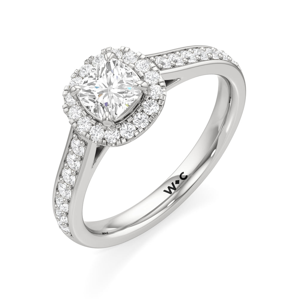 The Elysia Engagement Ring with Cushion Cut Diamond in 14KT Platinum view 3
