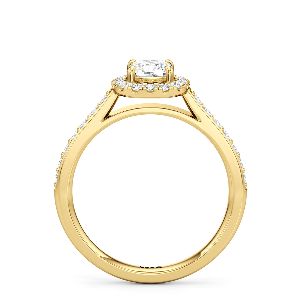 The Elysia Engagement Ring with Cushion Cut Diamond in 14KT Yellow Gold view 2
