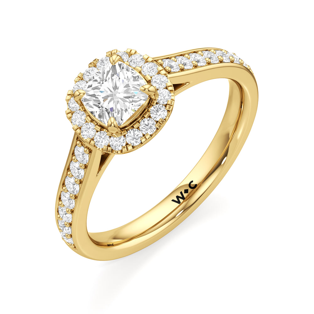The Elysia Engagement Ring with Cushion Cut Diamond in 14KT Yellow Gold view 3
