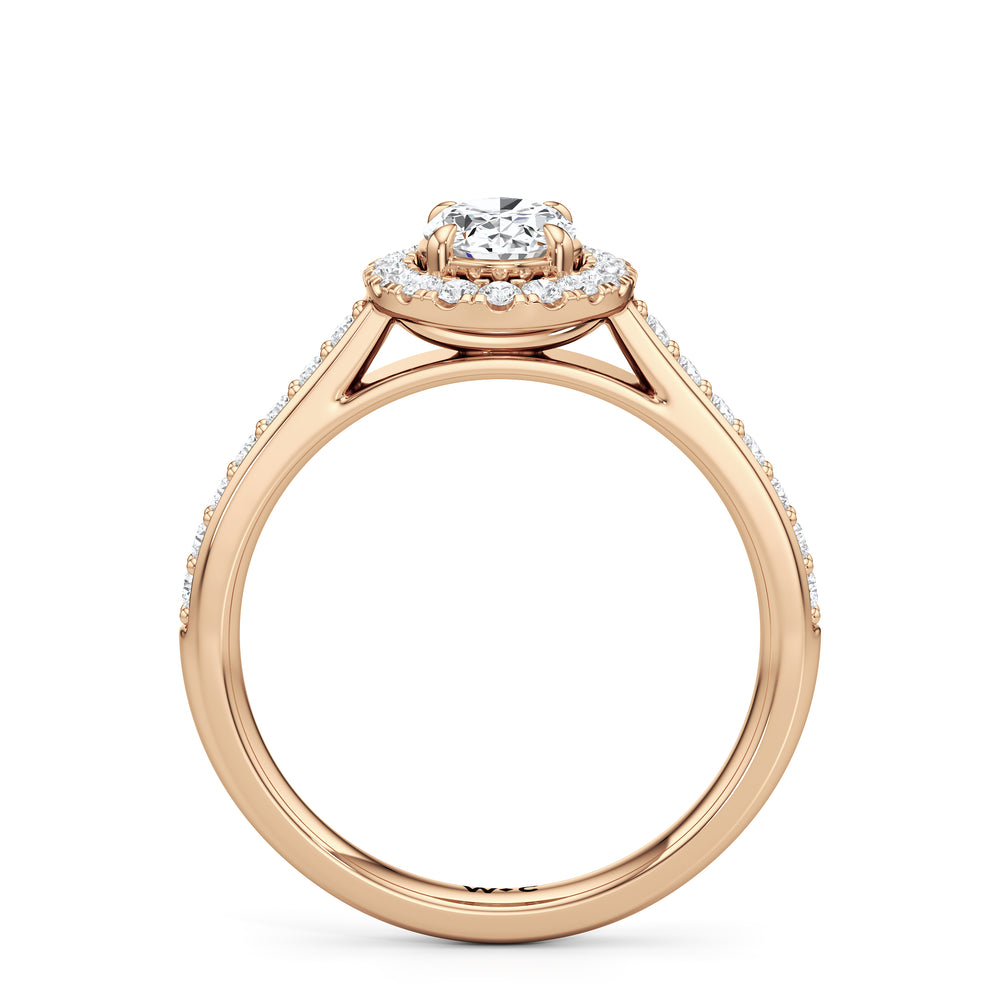 The Elysia Engagement Ring with Oval Cut Diamond in 14KT Rose Gold view 2
