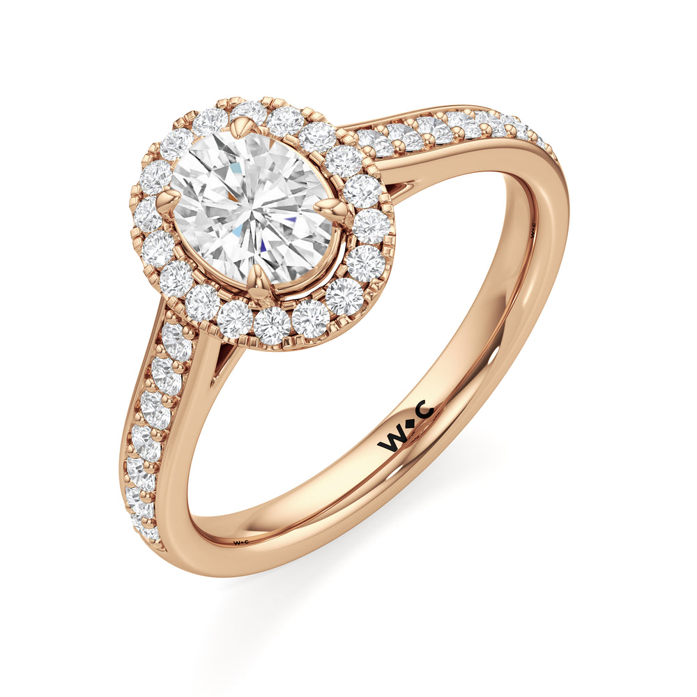 The Elysia Engagement Ring with Oval Cut Diamond in 14KT Rose Gold view 3
