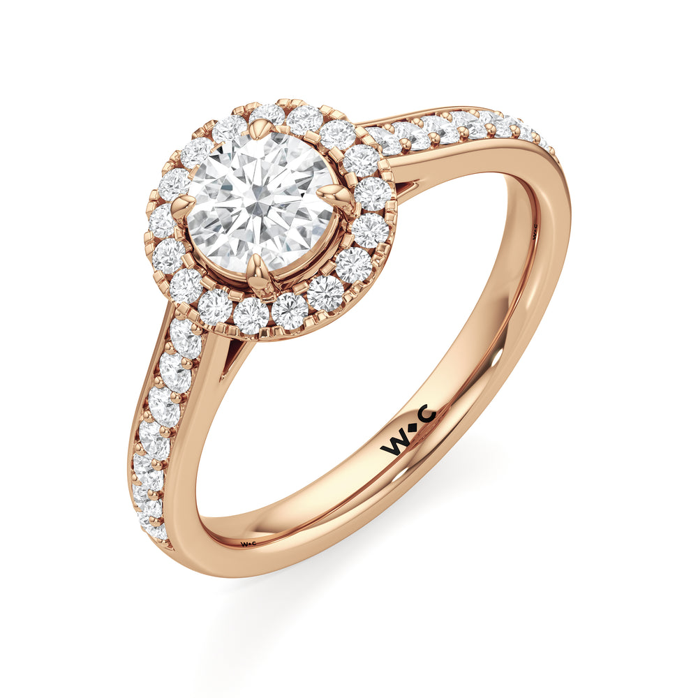 The Elysia Engagement Ring with Round Cut Diamond in 14KT Rose Gold view 3
