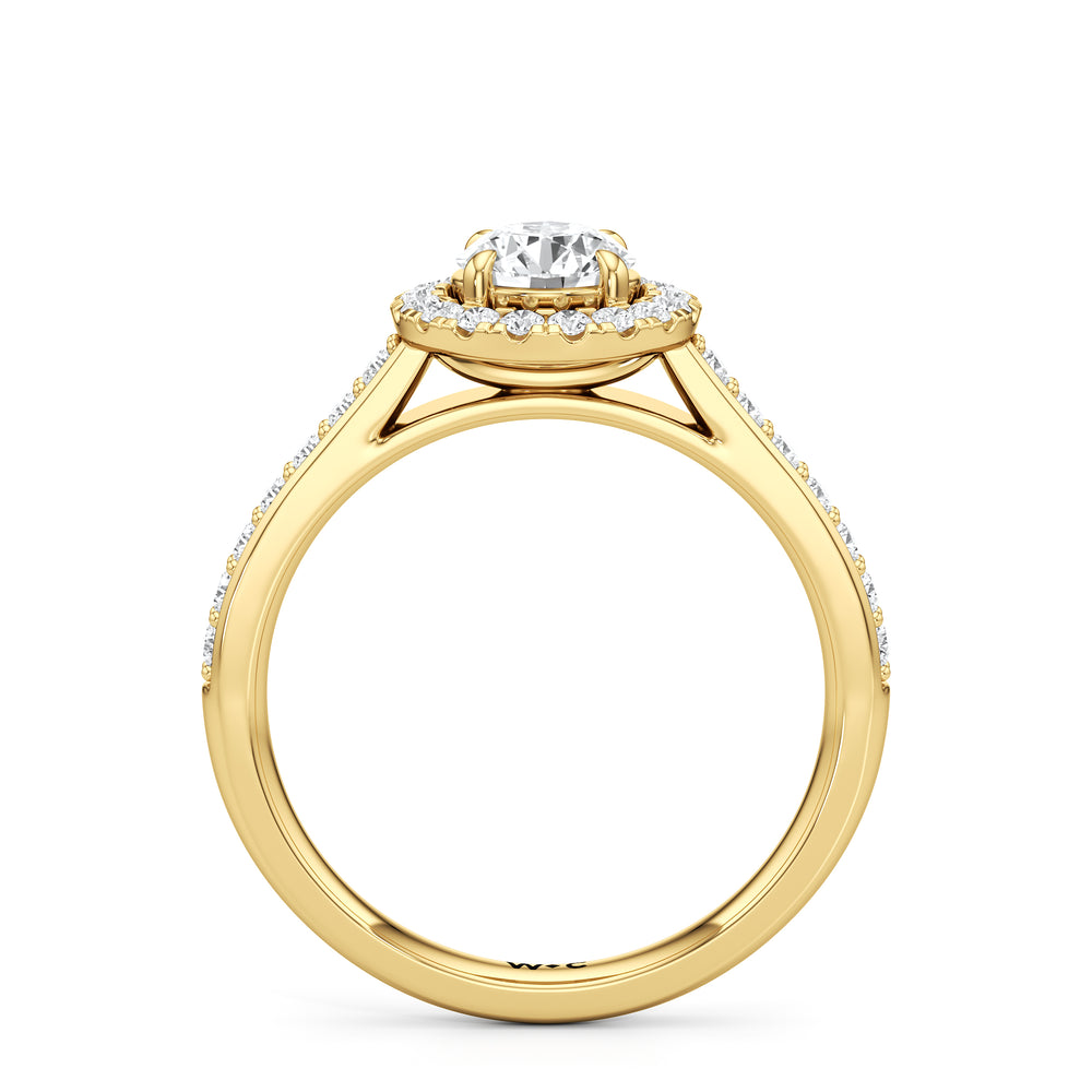 The Elysia Engagement Ring with Round Cut Diamond in 14KT Yellow Gold view 2
