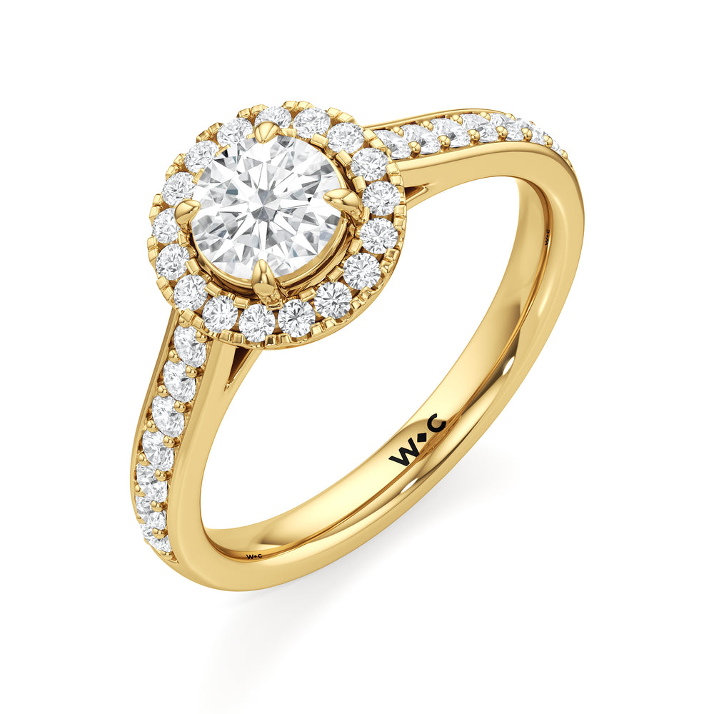 The Elysia Engagement Ring with Round Cut Diamond in 14KT Yellow Gold view 3
