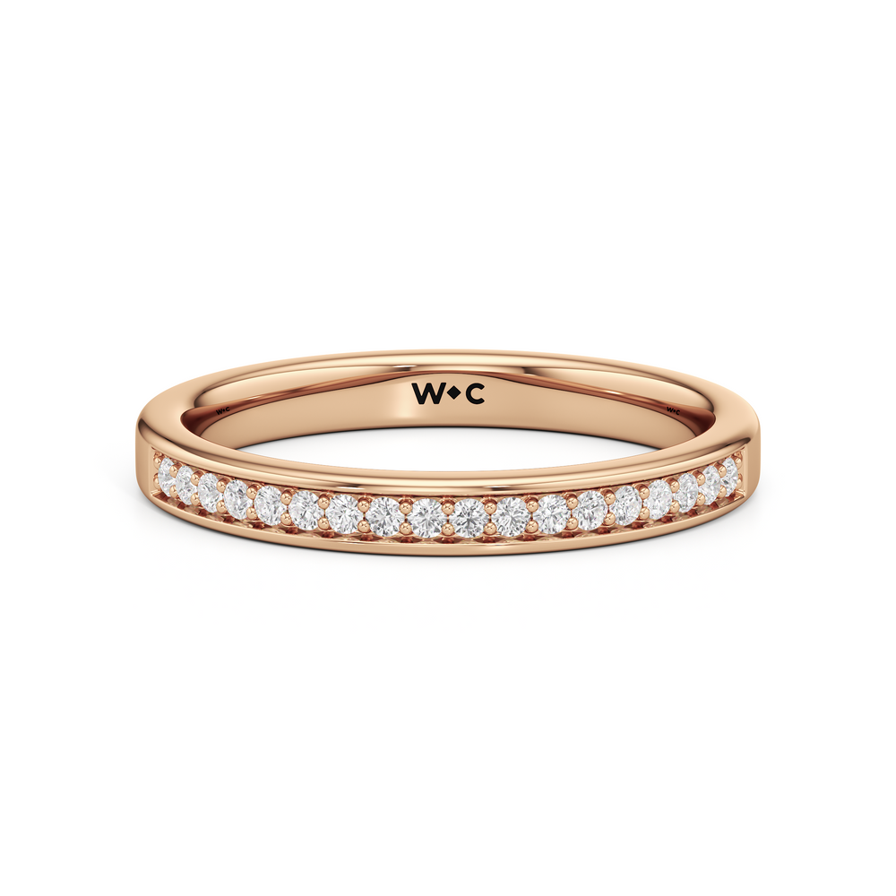 The Josephine Diamond Wedding Band with 18KT Rose Gold Cut Diamond in 14KT Rose Gold view 1
