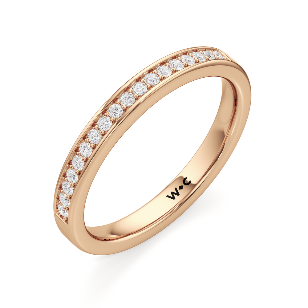 The Josephine Diamond Wedding Band with 18KT Rose Gold Cut Diamond in 14KT Rose Gold view 3
