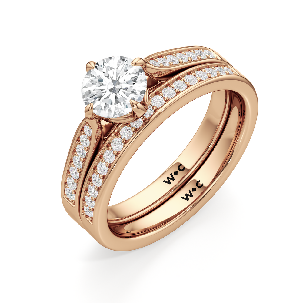 The Josephine Diamond Wedding Band with 18KT Rose Gold Cut Diamond in 14KT Rose Gold view 4
