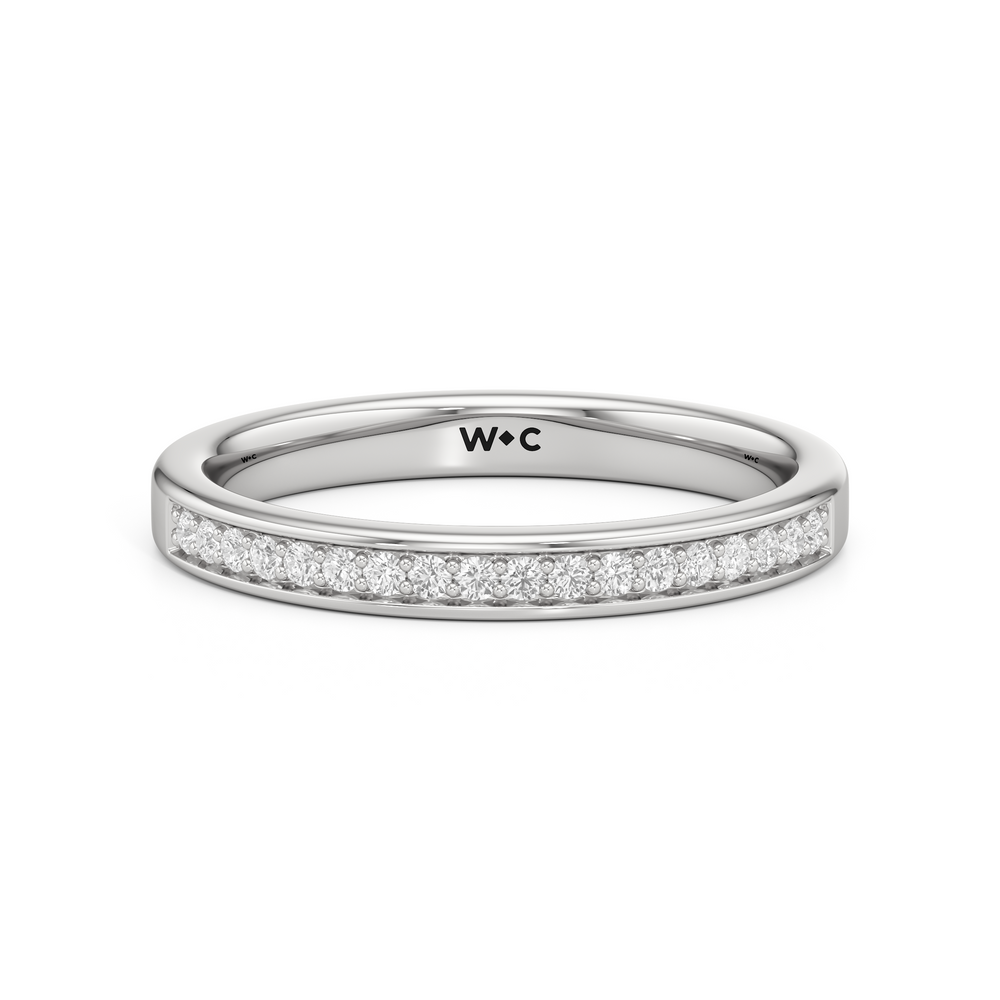 The Josephine Diamond Wedding Band with Platinum Cut Diamond in 14KT Platinum view 1
