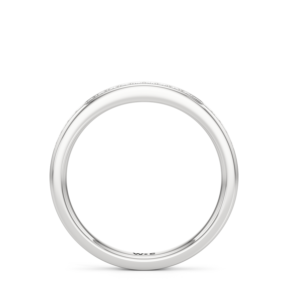 The Josephine Diamond Wedding Band with Platinum Cut Diamond in 14KT Platinum view 2
