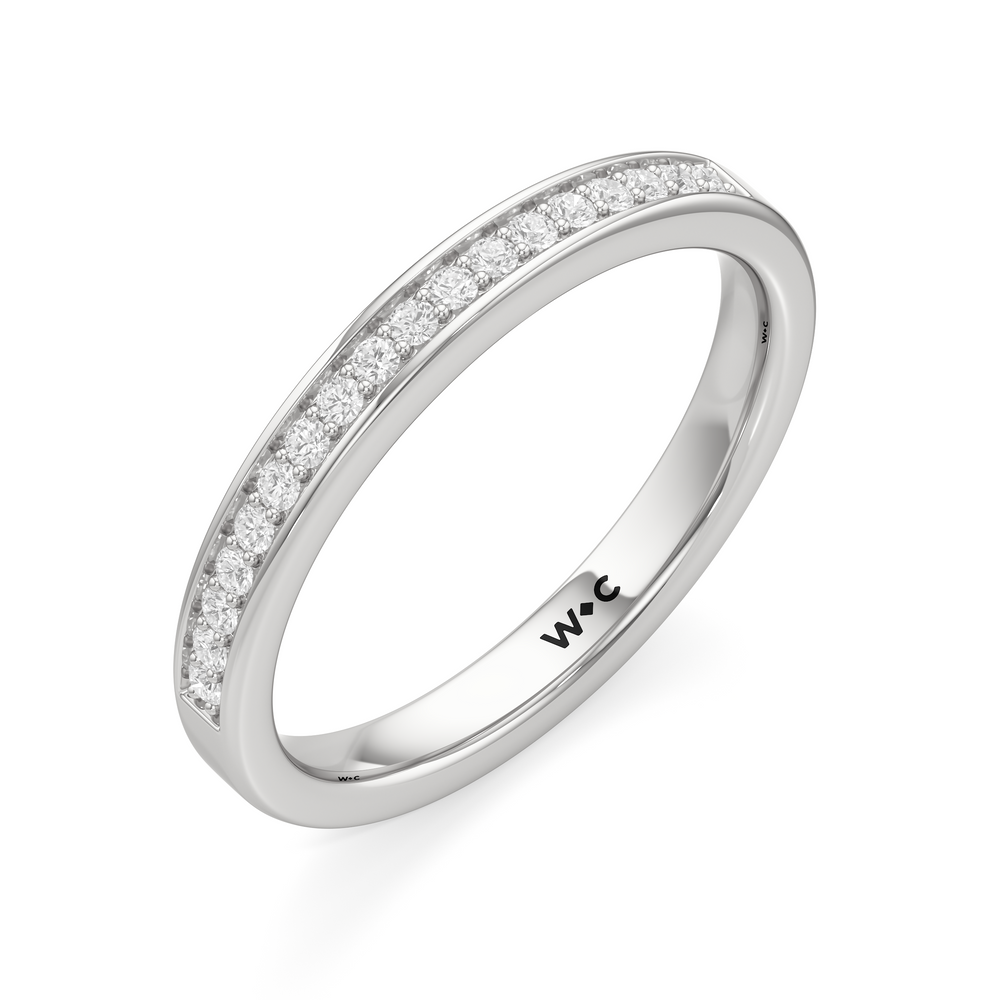 The Josephine Diamond Wedding Band with Platinum Cut Diamond in 14KT Platinum view 3
