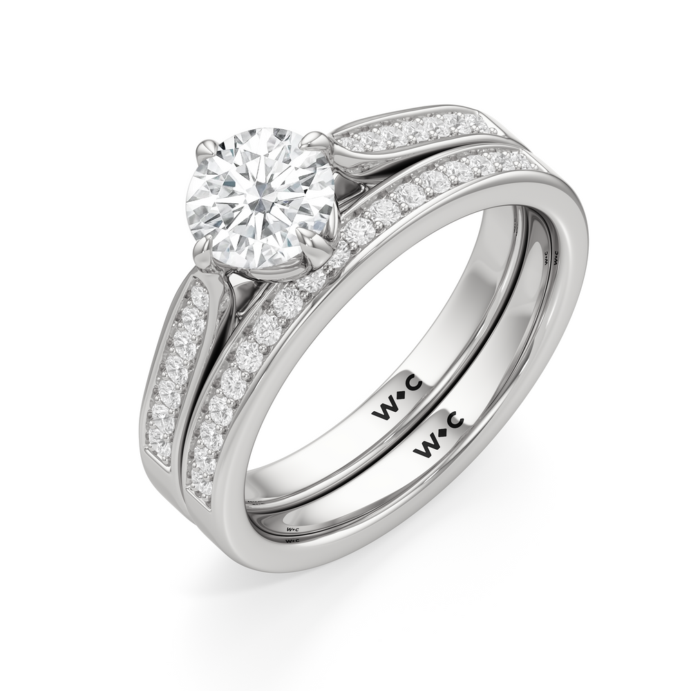 The Josephine Diamond Wedding Band with Platinum Cut Diamond in 14KT Platinum view 4
