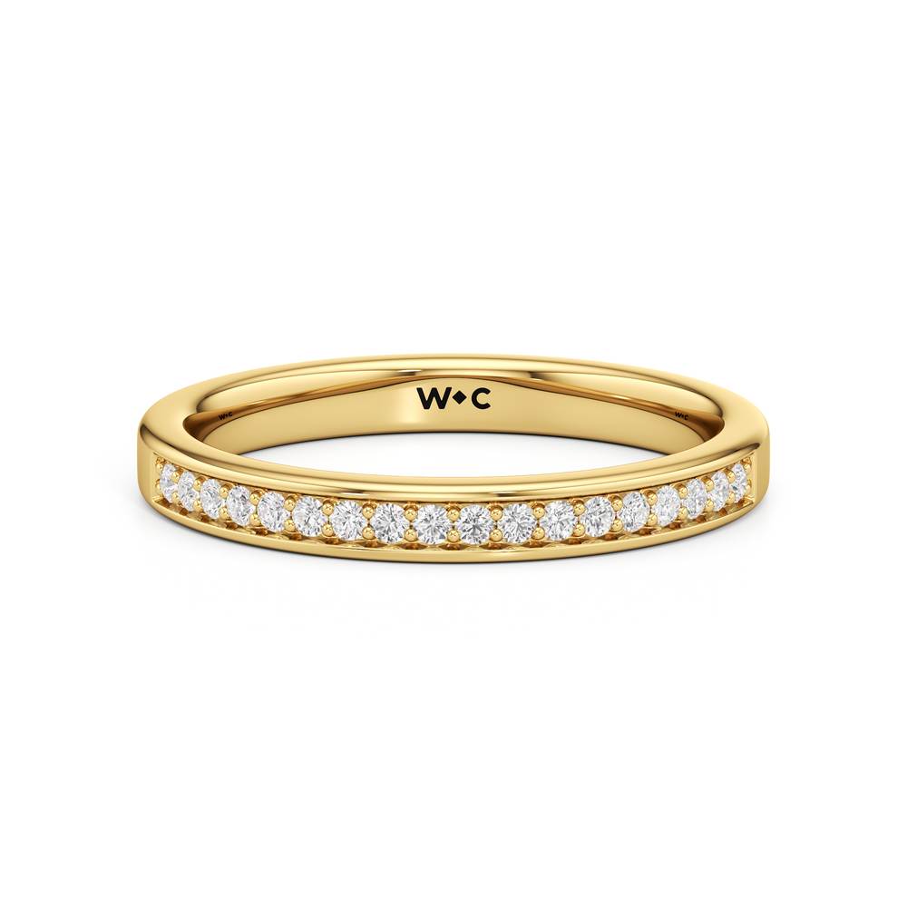 The Josephine Diamond Wedding Band with 18KT Yellow Gold Cut Diamond in 14KT Yellow Gold view 1
